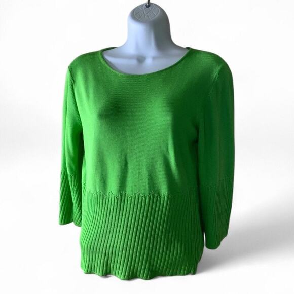 Etcetera Sweater Womens L Scoopneck Ribbed Hem Knit Minimalist Casual Pullover - Picture 1 of 7